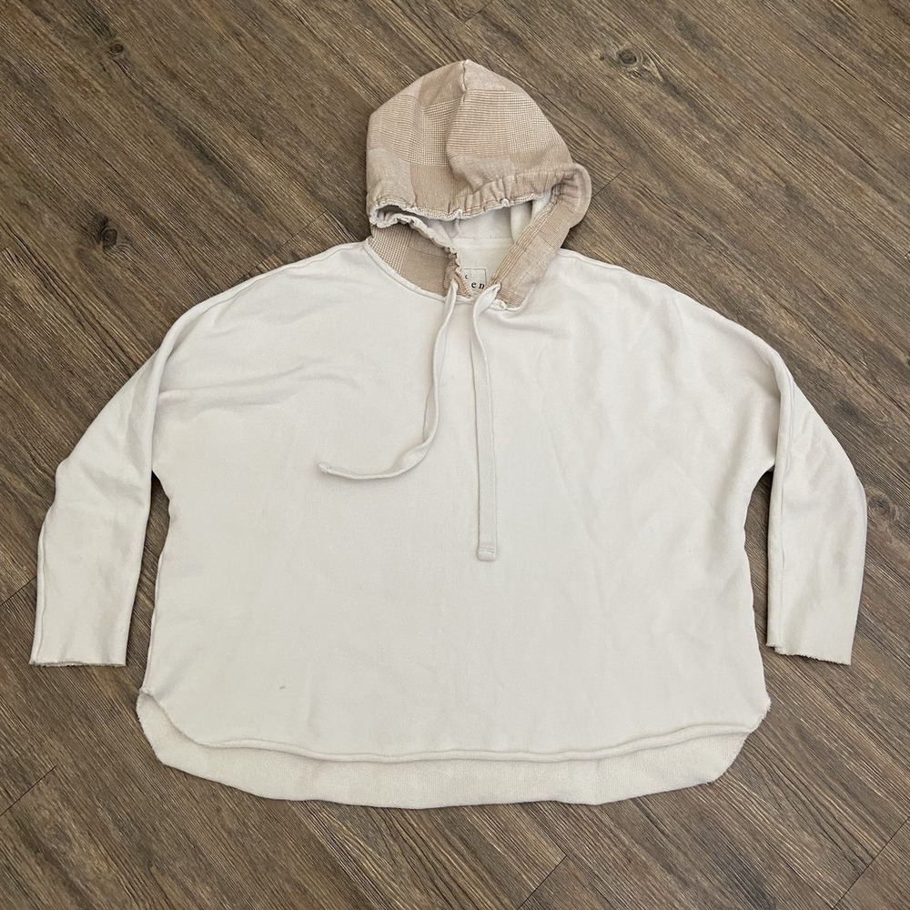 Frank & Eileen Kane Capelet Triple Fleece Pullover Cream Beige Hoodie XSMALL XS